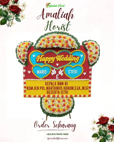 Karangan Papan Bunga Pernikahan di Wisnu